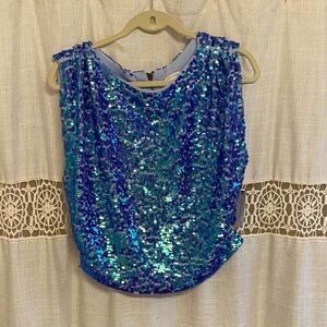 NWT Pilco (Anthropologie) Blue Sequin Sleeveless Top